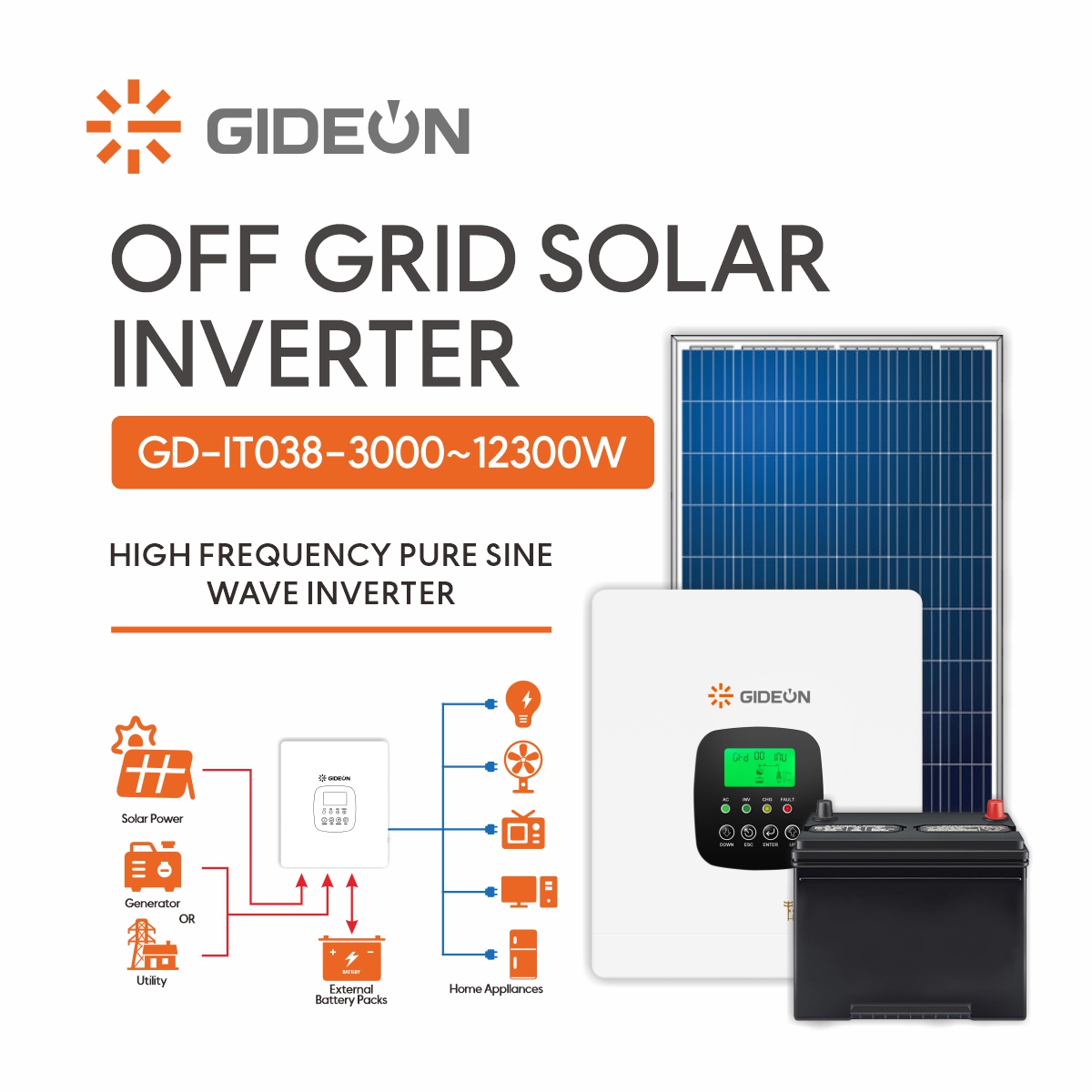 Onduleur solaire GD-IT038: puissance stable, tous les scénarios couverts
