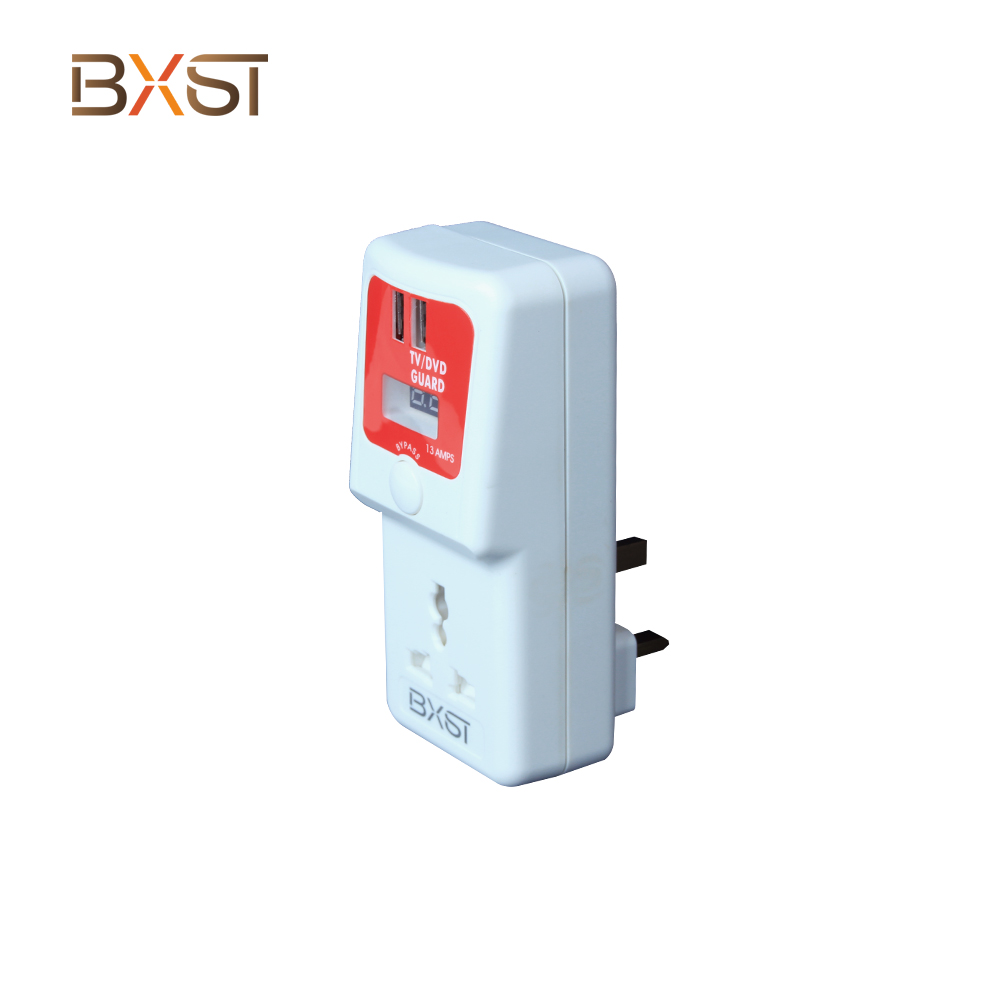 BXST TV Guard UK Branche Protecteur de tension automatique avec USB V187-D-USB