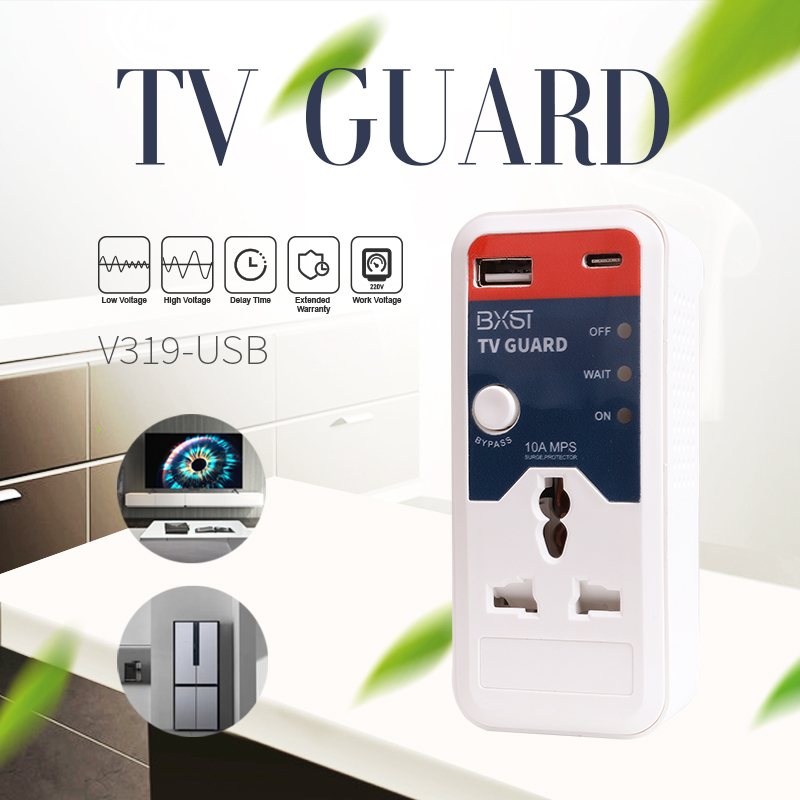 220 V sur tension et sous le dispositif de protection de tension, protecteur de tension d'alimentation du socket pour réfrigérateur, gardien de réfrigérateur de télévision avec USB